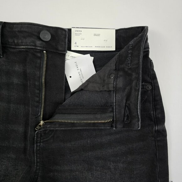 American Eagle Outfitters Women's Black Denim Mom Shorts High Waist Stretch Sz 4 - Picture 4 of 16